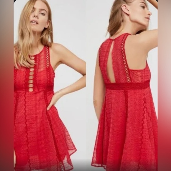 Free People Wherever You Go Lace Mini Dress Size 0 - Picture 1 of 7
